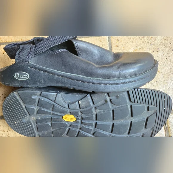 Chaco gorgeous black leather "Vibrum" sandle slide work clog sz7.5 - Picture 5 of 6